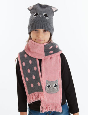 Cat Girl Knitted Hat&Scarf - 1