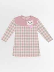 Cat Heart Girl Knitted Dress - Thumbnail