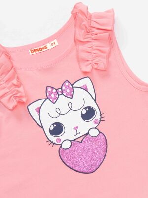 Cat Heart Girl T-shirt&Leggings Set - 4