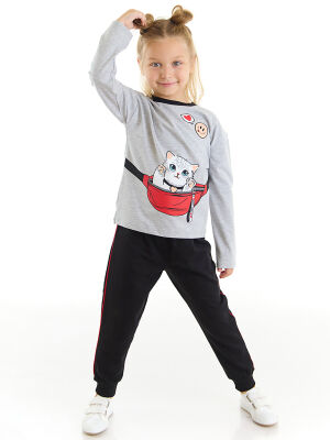 Cat in Bag Girl T-shirt&Pants Set - 1