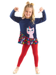 Cat in Flowers Girl T-shirt&Leggings Set - 1