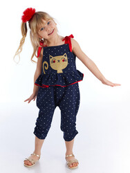 Cat Navy Blue Girl Overall - 1