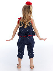 Cat Navy Blue Girl Overall - 2