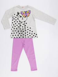 Cat&Butterfly Girl T-shirt&Leggings Set - 3