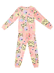 Cats&Flowers Girl Pink Tracksuit - Thumbnail