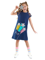 Cat&Stars Girl Navy Blue Dress - 1