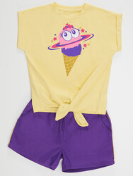 Ice Cream Girl Crop-top&Gabardine Shorts Set - Thumbnail