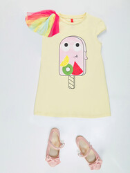 Ice Cream Yellow Girl Dress - Thumbnail