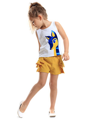 Ceylan Kız Çocuk T-shirt Dokuma Şort Takım