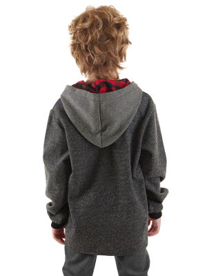 Checked Dino Boy Anthracite Hoodie - 2