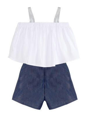 Chic Unicorn Girl Blouse&Denim Shorts Set - 4