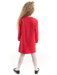 Çiçekli Kız Çocuk Kırmızı Elbise - Thumbnail