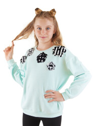 Çiçekler Kız Çocuk Mint Sweatshirt - 1