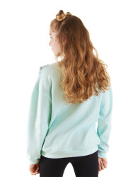 Çiçekler Kız Çocuk Mint Sweatshirt - 2