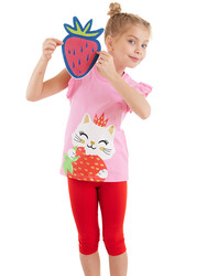 Çilek Kız Çocuk T-shirt Tayt Takım - Thumbnail