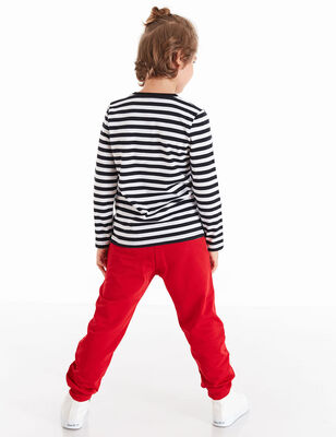 Çizgili İtfaiye Erkek Çocuk T-shirt Pantolon Takım