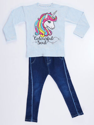 Colorful Soul Girl Jean Pants Set - 3