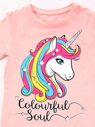 Colorful Unicorn Girl T-shirt&Pants Set - Thumbnail