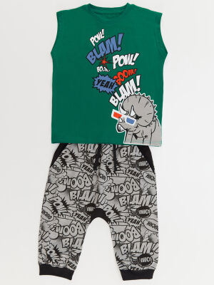 Comics Dino Boy T-shirt&Harem Pants Set - 3