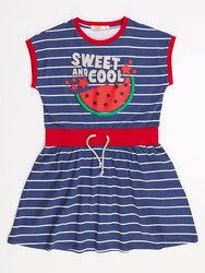 Cool Melon Striped Dress - Thumbnail