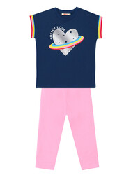 Cosmic Love Kız Çocuk T-Shirt Tayt Takım - Thumbnail
