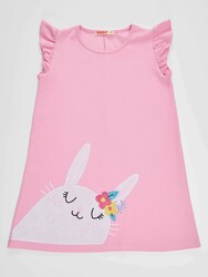 Cute Bunny Pink Girl Dress - Thumbnail