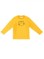 Cute Cat Baby Boy Mustard T-shirt and Pants Set - 3