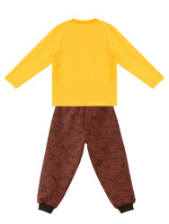 Cute Cat Baby Boy Mustard T-shirt and Pants Set - 2