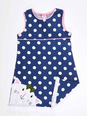 Cute Cat Girl Dotted Poplin Dress - 3