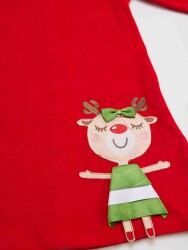 Cute Deer Girl Red Velvet Xmas Dress - 5