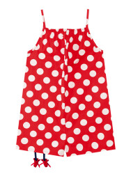 Cute Dots Poplin Girl Red Overall - 4