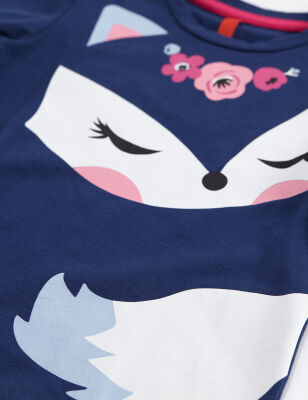 Cute Fox Kız Çocuk Rahat T-shirt Pantolon Takım - 5