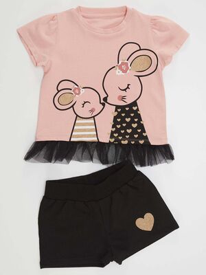 Cute Mice Girl Crop-top&Shorts Set