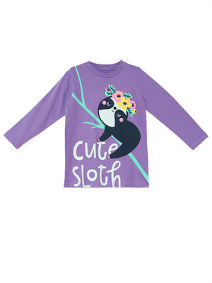 Cute Sloth Girl Lilac T-shirt and Leggings Set