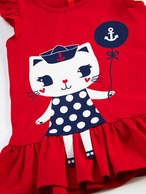 Denizci Kedi Kız Çocuk Tunik Tayt Takım