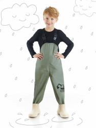 Digger Boy Khaki Waterproof Puddlesuit Dungarees - 1