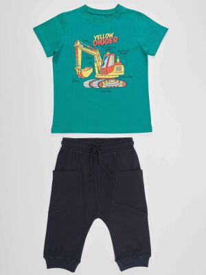 Digger Green Boy T-shirt&Capri Set - 3