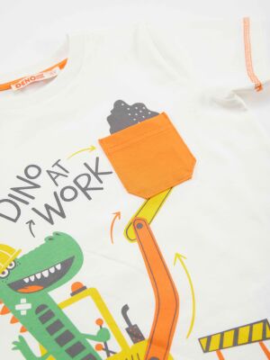 Dino At Work Erkek Çocuk T-shirt Kapri Şort Takım - 5