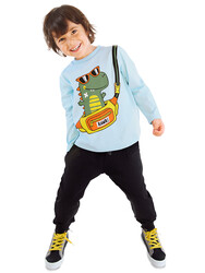 Dino Bag Boy T-shirt and Pants Set - Thumbnail