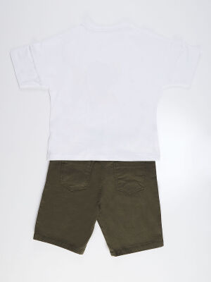 Dino Boy T-shirt&Gabardine Shorts Set - 4