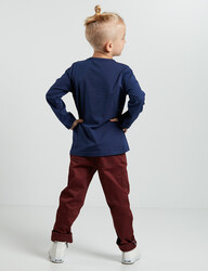 Dino Burgundy Boy Gabardine Pants Set - 2