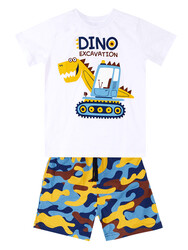 Dino Camo Boy T-shirt&Shorts Set - Thumbnail