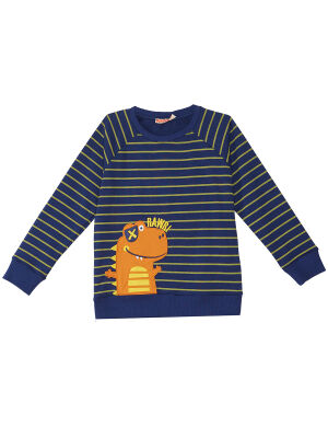 Dino Erkek Çocuk Çizgili Lacivert Sweatshirt - 3