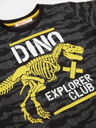 Dino Explorer Erkek Çocuk T-shirt Kapri Şort Takım - Thumbnail