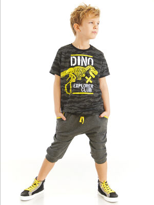 Dino Explorer Erkek Çocuk T-shirt Kapri Şort Takım - 1