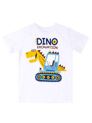 Dino Kazı Erkek Çocuk Yazlık T-shirt Kamuflaj Şort Takım - 5