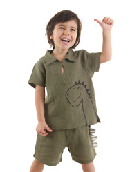 Dino Muslin Boy Shirt&Shorts Set - 1