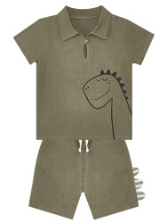 Dino Muslin Boy Shirt&Shorts Set - 3