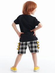 Dino Plaid Boy Shorts Set - 2