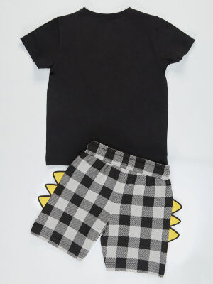 Dino Plaid Boy Shorts Set - 4